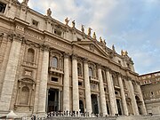 Façade of St. Peter's Basilica with inscription commemorating Pope Paul V