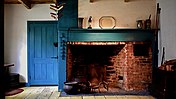 Kitchen fireplace with beehive oven.