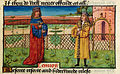 Folio 19r.: Translator addressing his master, in a garden.