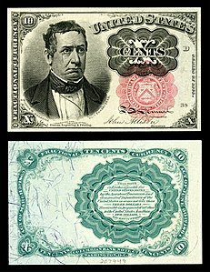 Fifth issue of the ten-cent fractional currency, by the United States Department of the Treasury