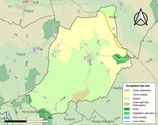 Carte en couleurs présentant l'occupation des sols.