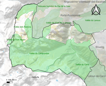 Carte des ZNIEFF de type 1 sur la commune.