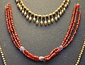 Necklaces made of gold, cornelian and jasper