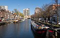 The Hague, street view Bierkade-Groenewegje from bridge across Wagenstraat-Stationstraat