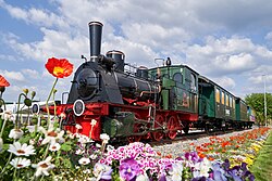 „Flower Train“ auf dem Gelände der Landesgartenschau (Mai 2018)