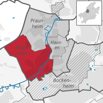 Carte situant le quartier (en rouge) au sein l'arrondissement (en gris foncé) et du reste de la ville (en gris clair)