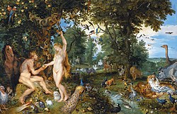 Painting of Adam and Eve in the Garden of Eden