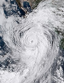 A satellite photo of Hurricane Kay off the coast of Mexico on September 7, 2022.