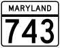 Maryland Route 743 marker