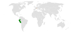 Map indicating locations of Peru and Switzerland