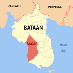 Map of Bataan with Bagac highlighted
