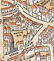 Rue Sainte-Geneviève au niveau du collège de Navarre, sur le plan de Truschet et Hoyau, vers 1550.