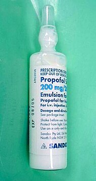 An ampoule of propofol.