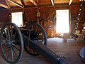 The interior of the quartermaster building showing materials used during Dragoon and Civil War reenactments staged at Fort Tejon.