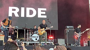 Ride performing in Barcelona in 2022, from left to right: Bell, Colbert, Gardener, Queralt
