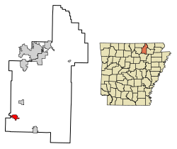 Location of Sidney in Sharp County, Arkansas.