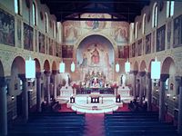 A rare American church built imitating the architecture of an Early Christian basilica, St. Mary's (German) Church in Pennsylvania, now demolished