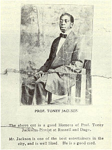 Prospectus présentant le pianiste de jazz Tony Jackson, vers 1910