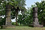 Two stone pillars