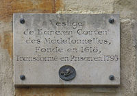 Plaque commémorative, rue des Fontaines-du-Temple.