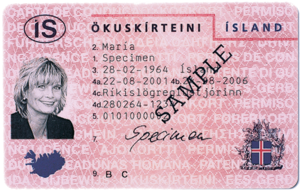 A 2001 series driving licence.