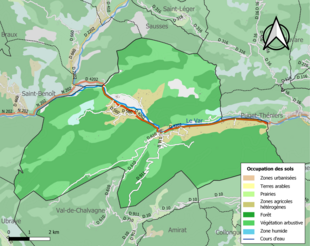 Carte en couleurs présentant l'occupation des sols.