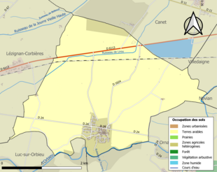 Carte en couleurs présentant l'occupation des sols.