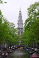 View of the Zuiderkerk from the same angle as Monet's painting