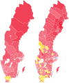 Map of the 2022 Swedish general election shaded by party strength