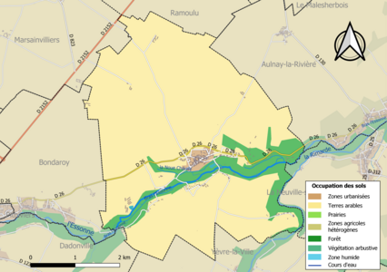 Carte des infrastructures et de l'occupation des sols de la commune en 2018 (CLC).