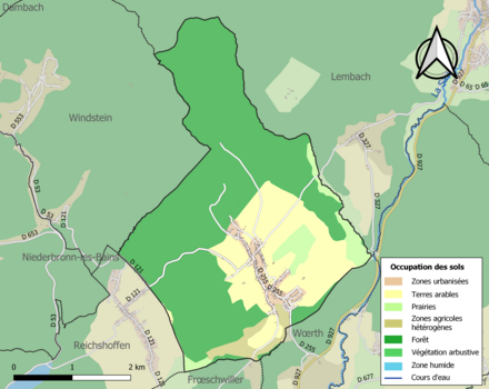 Carte en couleurs présentant l'occupation des sols.