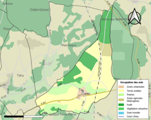 Carte en couleurs présentant l'occupation des sols.