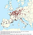 Carte des rues des Juifs (ou équivalents) dans divers pays européens