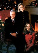 Photo de famille des Clinton à la Maison Blanche.