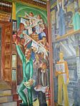 Headlines in the newspapers discuss current events,[68] including the creating of the murals. (Bernard Zakheim, Library  7 )