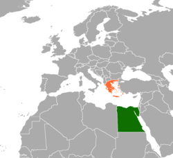 Map indicating locations of Egypt and Greece