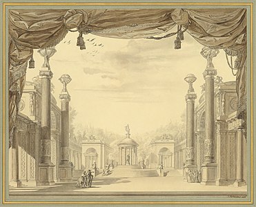 Set design for Act 3 of Alceste, by François-Joseph Bélanger (restored by Adam Cuerden)