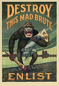 Destroy this Mad Brute: Enlist at Anti-German sentiment, by Harry Ryle Hopps (restored by Christoph Braun)