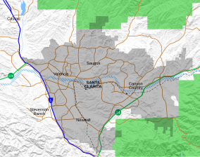 Map showing the location of Santa Clarita Woodlands Park