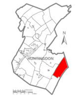 Map of Huntingdon County, Pennsylvania Highlighting Tell Township
