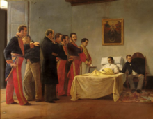 Bolívar on his deathbed as painted by Antonio Herrera Toro