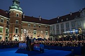 Joe Biden speaking in 2022 at Warsaw's Royal Castle
