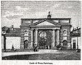 Porta Ombriano nel 1896, con i caselli daziari, tratto da «Le cento città d'Italia», supplemento mensile illustrato del Secolo, Sonzogno Editore, 1896