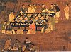 A Song Dynasty painting of an outdoor banquet
