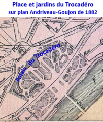 La place et les jardins du Trocadéro sur plan de 1882.