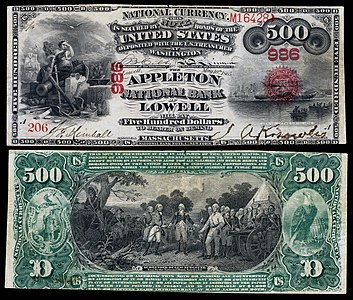 Five-hundred-dollar National Bank Note, by the American Bank Note Company