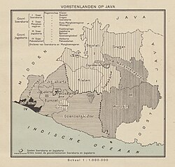 The areas of the Vorstenlanden that still survived in 1939.