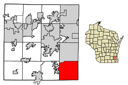 Location of Muskego in Waukesha County, Wisconsin.