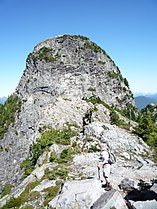 The West Sister, seen from the ridge. Its base is at an elevation of 1525 m.