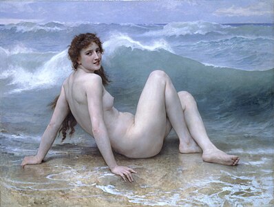 The Wave at Figure painting, by William-Adolphe Bouguereau